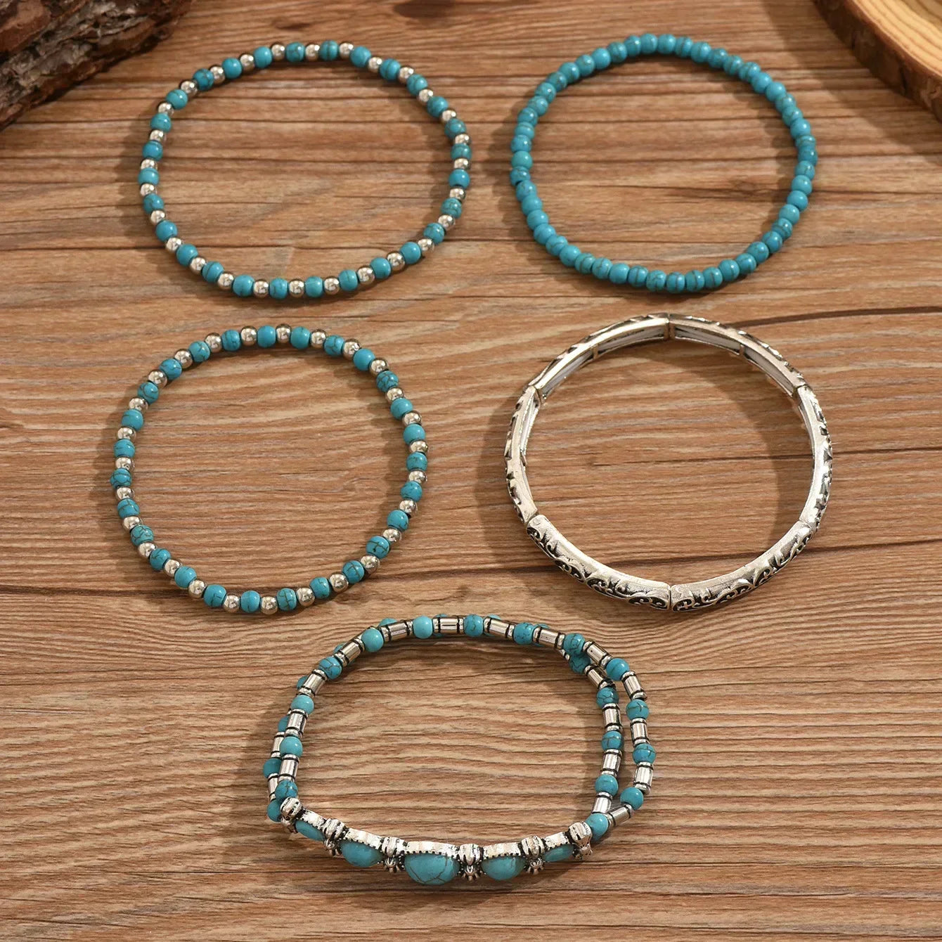 Set di Bracciali Boho in Turchese