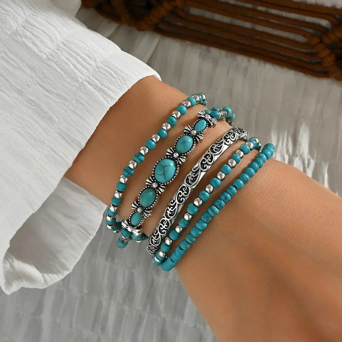 Set di Bracciali Boho in Turchese