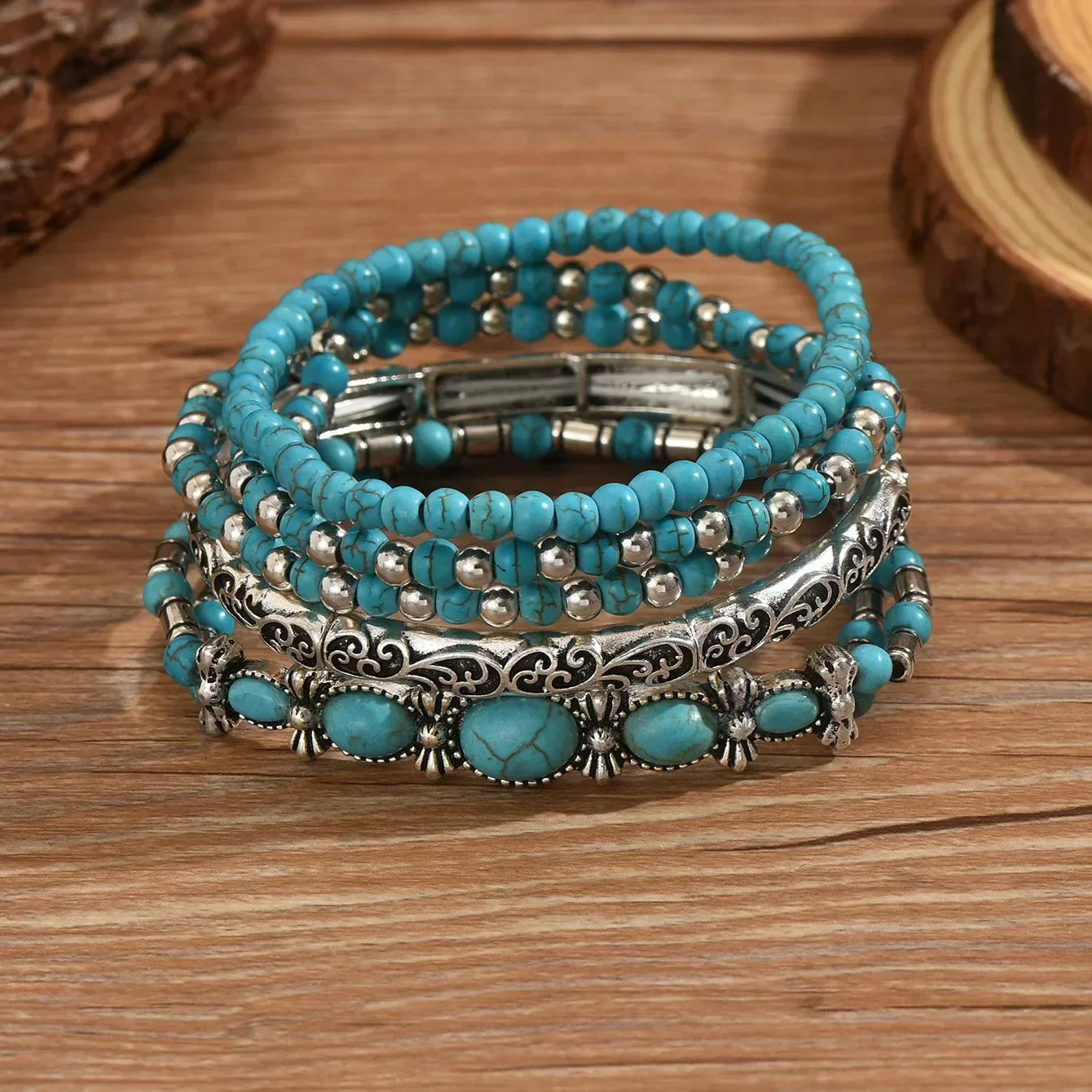 Set di Bracciali Boho in Turchese