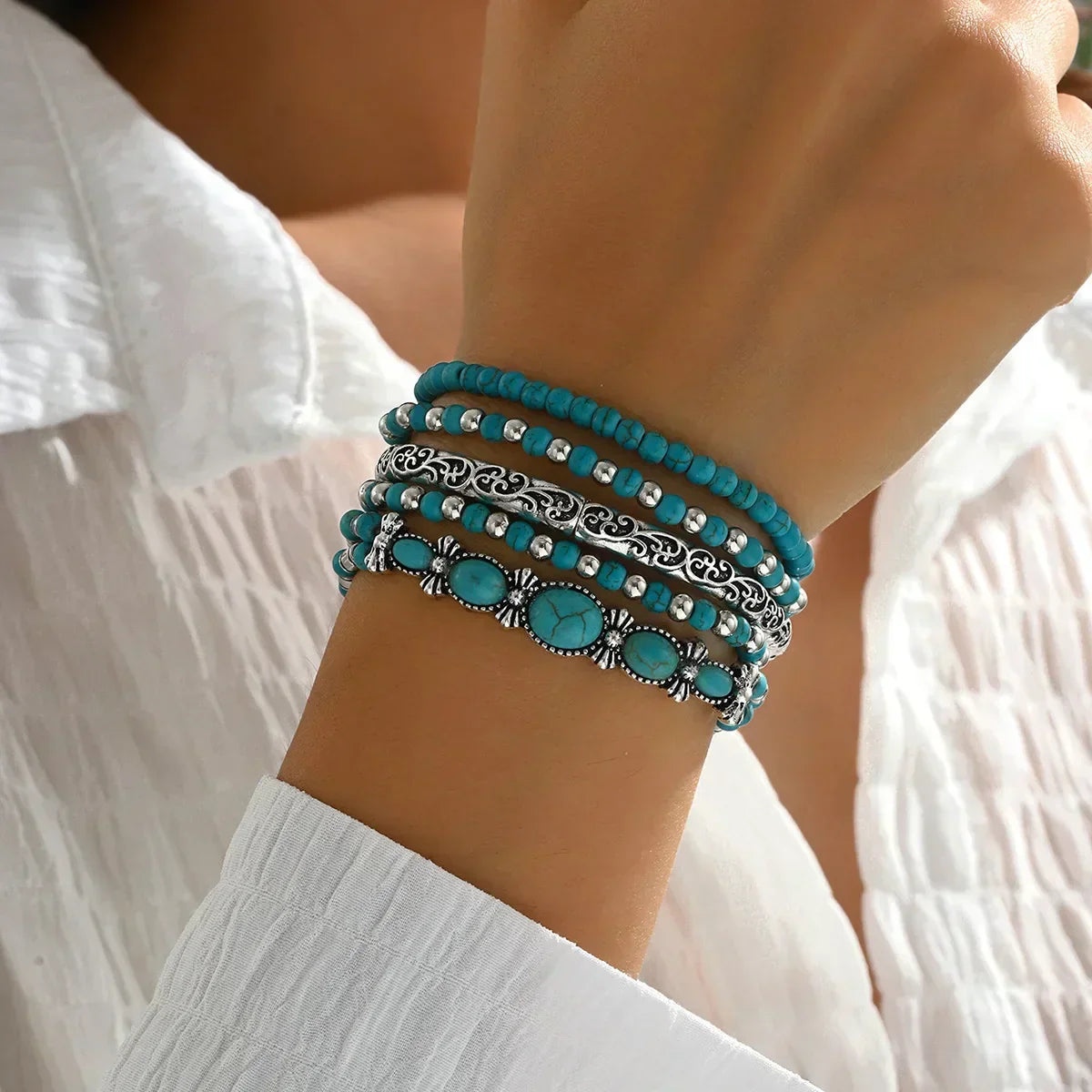 Set di Bracciali Boho in Turchese