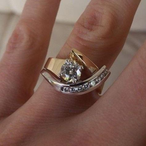 Anello Zirconi Irregolare Oro e Argento | Oro Misto