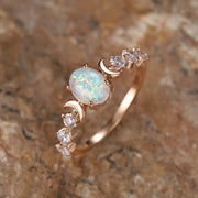 Anello Luna Crescente con Opale | Oro Rosa