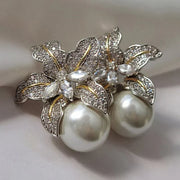 Raffinati Orecchini Fiore con Perla | Oro Bianco