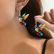 Orecchini Colibrì Colorati | Oro Bianco