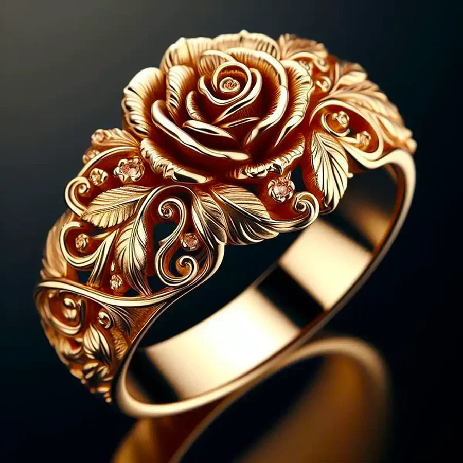 Anello Fiore Dorato | Oro Rosa